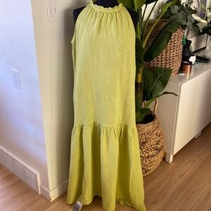 NWT Vanessa Alexandra Beautiful Linen Flowy Dress Green - Large